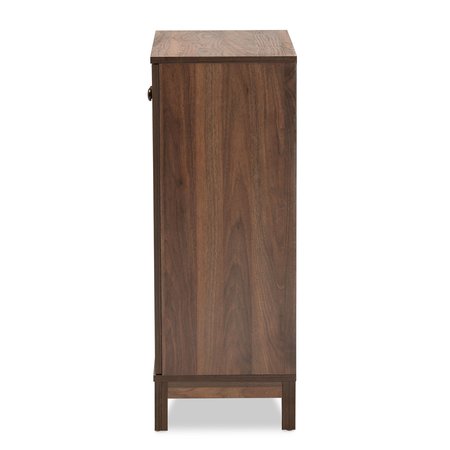 Baxton Studio Nissa Modern and Contemporary Walnut Brown Finished Wood 2-Door Shoe Storage Cabinet 178-11218-Zoro